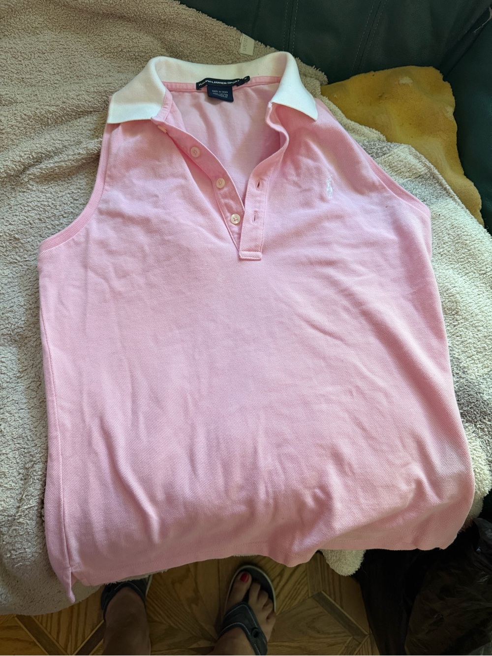 Pink Sleeveless Polo Top
